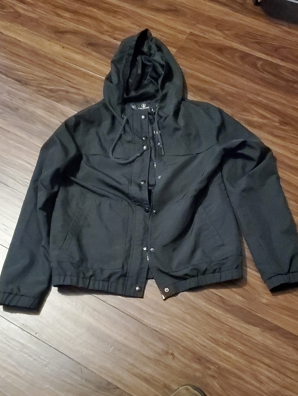 Volcom Black Hooded Women's Windbreaker Jacket